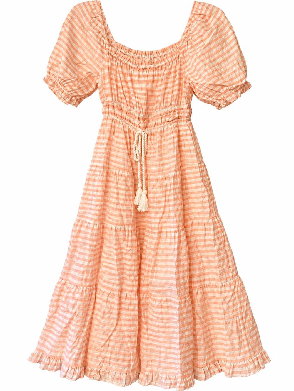 Moon River Puff Sleeve Dress Size XS Peach Striped